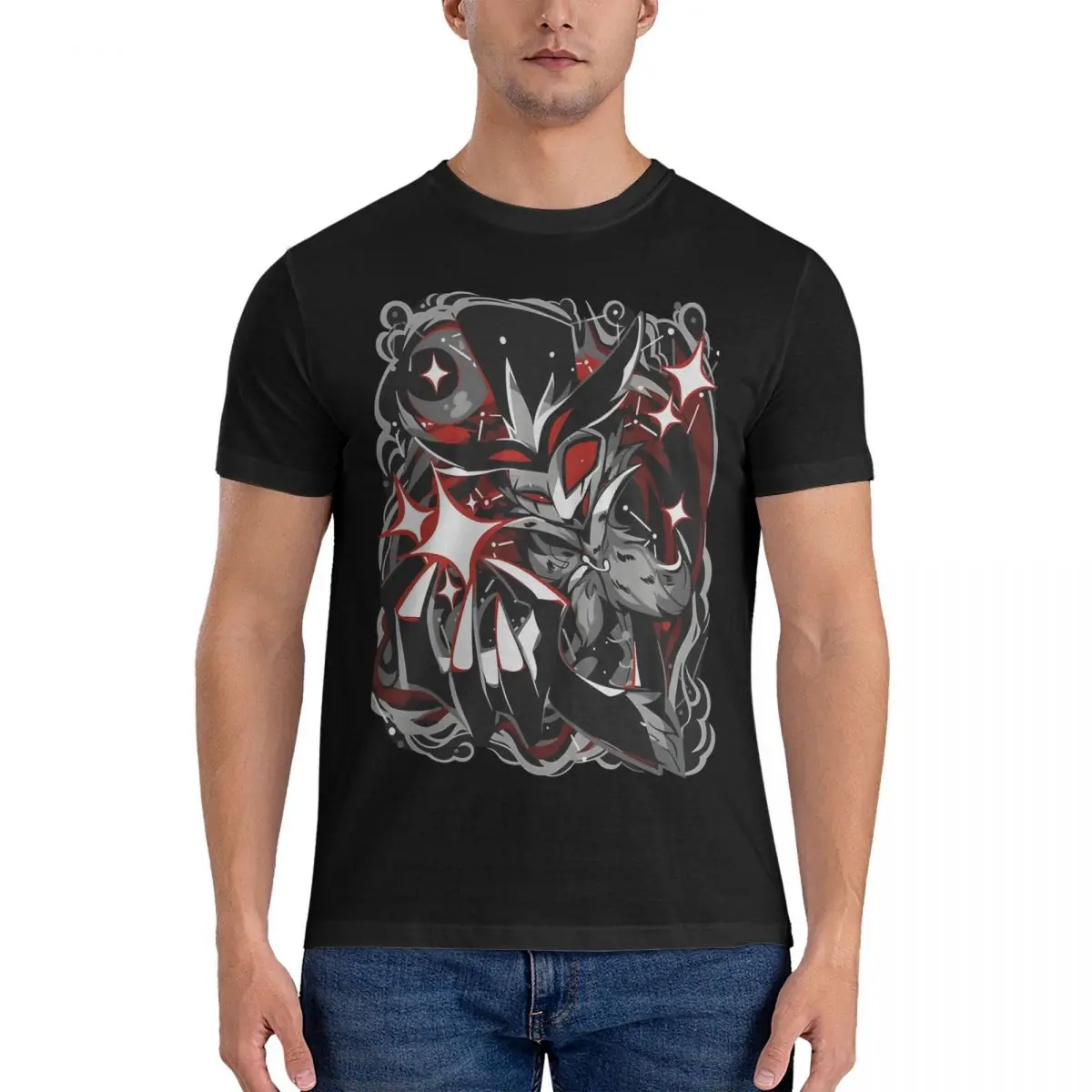 

Vintage Stolas Demon T-Shirts Men Round Collar Pure Cotton T Shirts Alastors Short Sleeve Tee Shirt Gift Idea Clothing