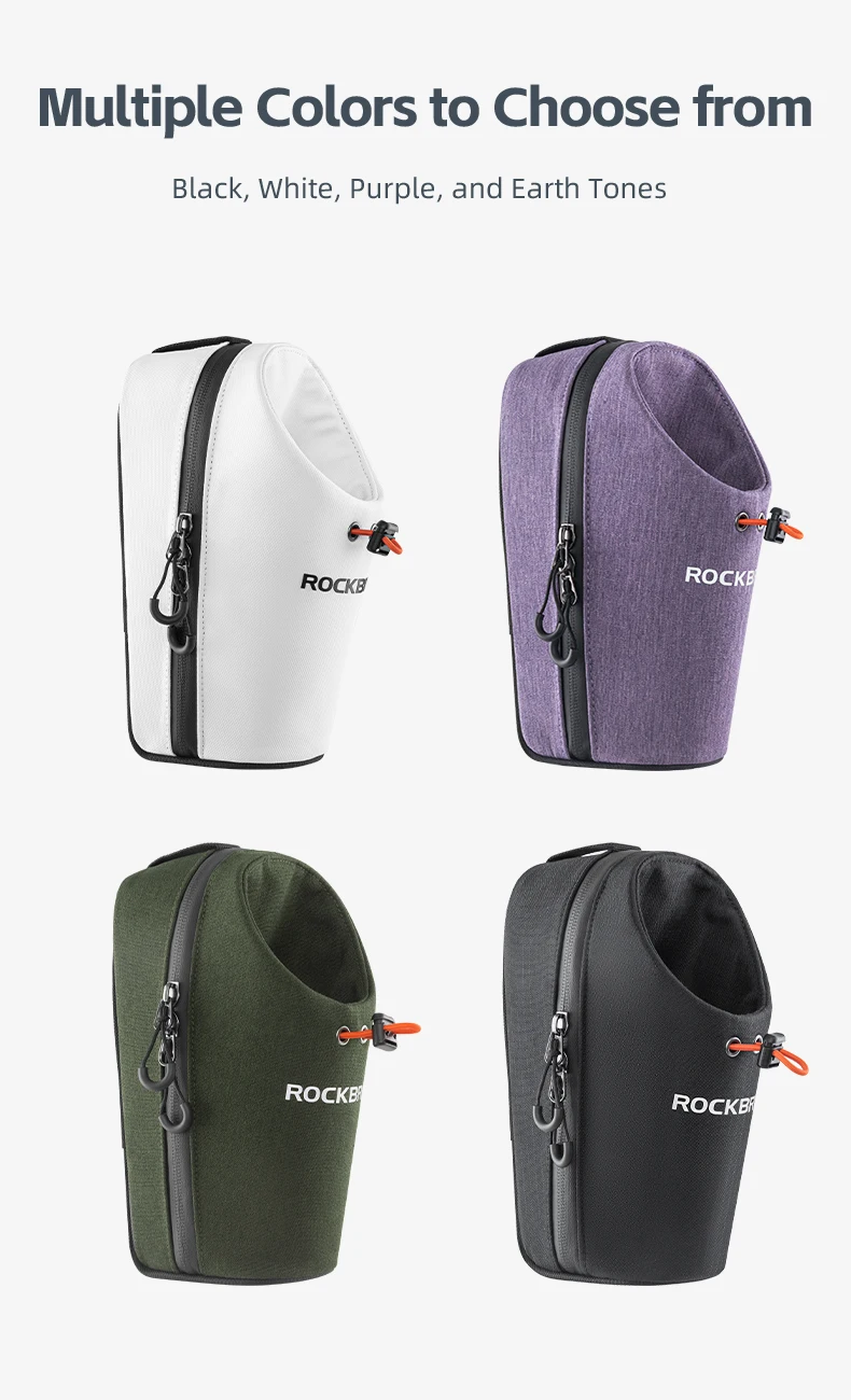 ROCKBROS Fahrrad-Fronttasche, 1,5 l, Wasserflaschentasche, zusammenklappbar, Fahrrad-Lenkertasche, MTB, Straßenreiten, verstellbar, großkalibrige Fahrradtasche – Detail 14