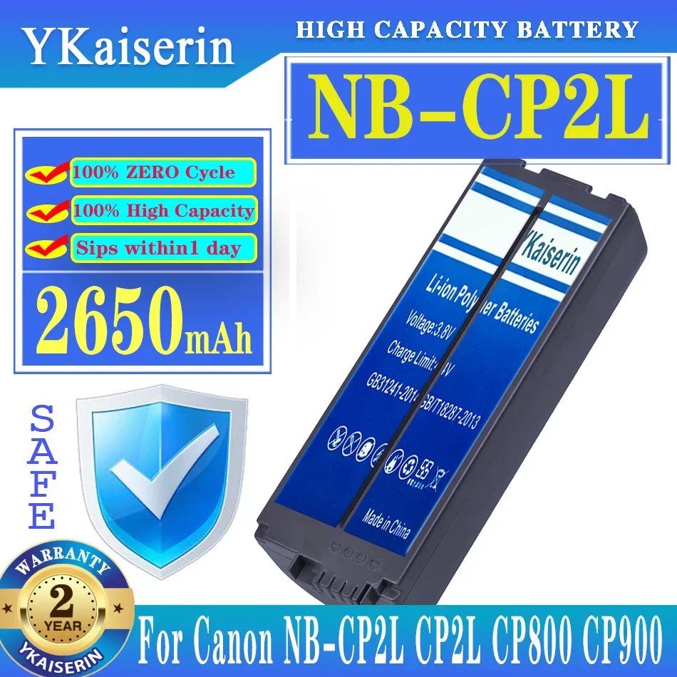 Ykaiserin 2650Mah Batteria Di Ricambio Nbcp2L Per Canon Nb-Cp1L Cp2L Stampanti Fotografiche Canon Selphy Cp900 Cp910 Cp800 Batterie