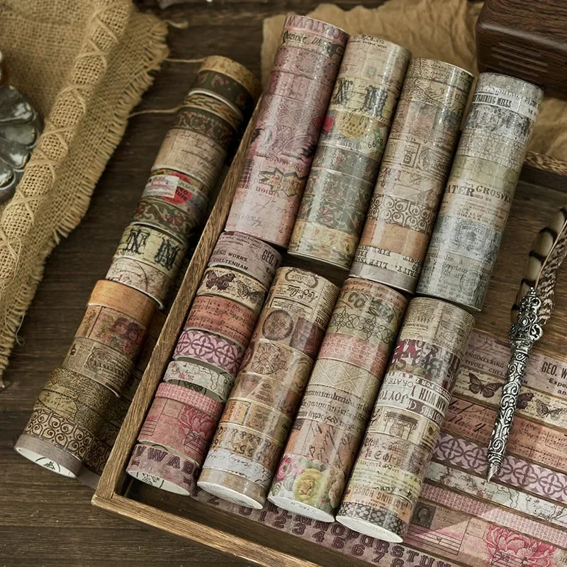 Washi tape 8 rolls/set Vintage old newspaper illustrated text decorative collage Decorative tapes school office supplies