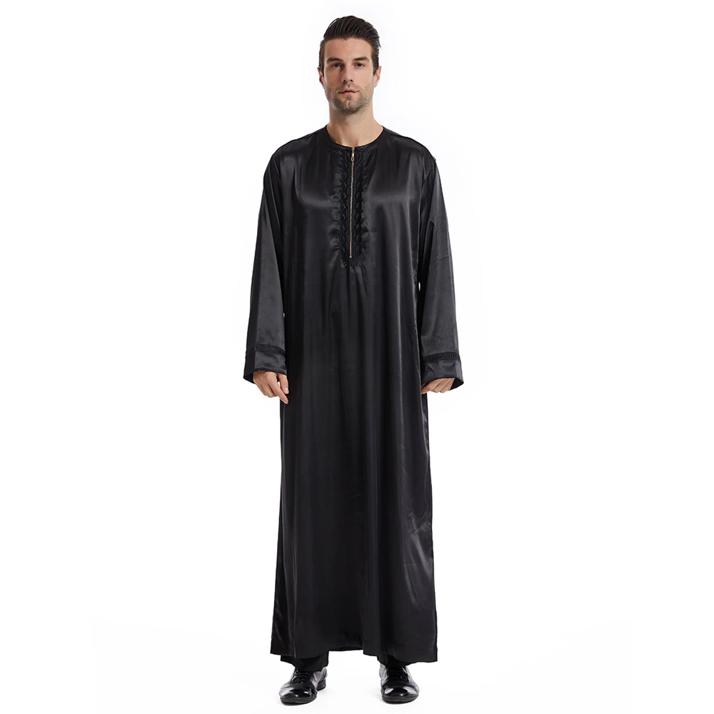 

Men Saudi Abaya Jubba Thobe Muslim Casual Open Zipper Long Dress Turkey Arabic Kaftan Islamic Dubai Clothing Caftan Abayas Robe