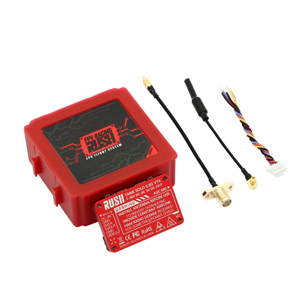 RUSH 솔로 탱크 5.8G VTX 비디오 송신기, CNC 쉘 1.6W 고출력 내장 마이크, RC FPV용 방열 구조