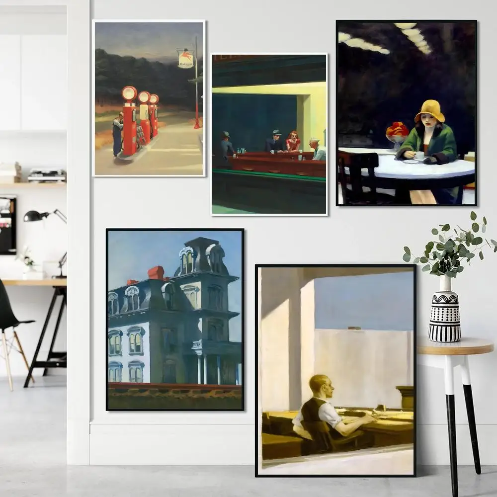 A-Edward Hopper Nighthawks Art Poster Paper Print Home Soggiorno Camera Da Letto Ingresso Bar Cafe Art Painting Decoration