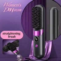 Hair Straightener Brush, 4 Temp Adjustable Comb, Quick Styling Tool, Rechargeable Cordless Hair Straightener, Personal Care for