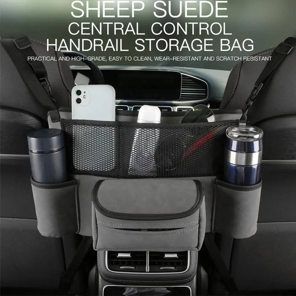 Pu Leather Car Front Middle Storage Bag Auto Center Capacity Organizer Stowing Console Tissue