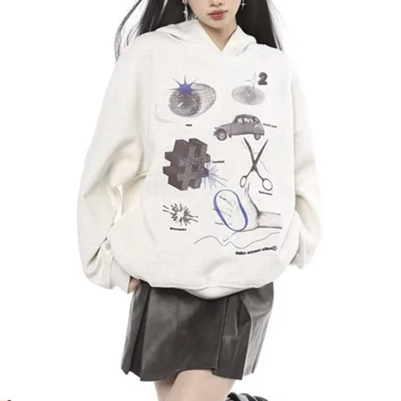 

Женские толстовки с принтом, свитшот, уличная одежда в стиле Харадзюку, Y2k, пуловер, Женский свитшот