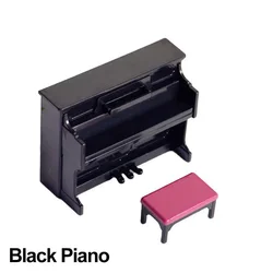 Miniature Dollhouse Musical Instrument Set - Piano, Violin, Guitar, Drum, Microphone, Saxophone, Trumpet (Black piano)