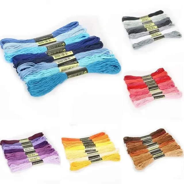 InjLine-Modules de couture en coton pour point de croix, fil à broder, kit de fil, accessoires de couture, 7.5m, 8 lots 4