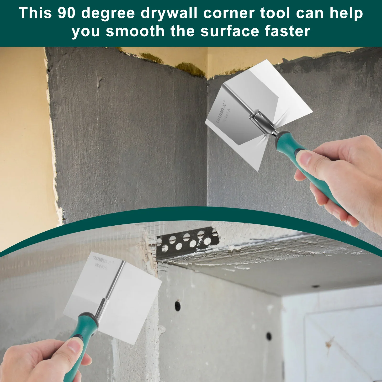 2Pcs Drywall Corner Tool Steel External Internal Corner Trowel Drywall Finishing Plaster Scraping Decals Patch Construction Tool