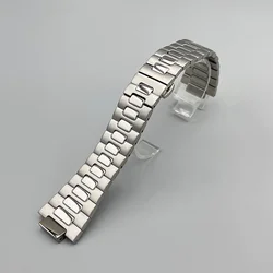 Elegant Stainless Steel Watch Strap Bracelet with Folding Clasp - 25x13mm (Silver)