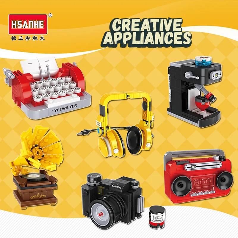 

Мини-принтер Hengsan и 30005 для бытовой техники в стиле ретро, креативные строительные блоки с камерой, игрушечная мебель для мальчиков и девочек