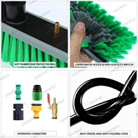 Kit de brosse à poteau alimenté par eau, Extension télescopique 30/36/42 pieds, pour fenêtre/panneau solaire photovoltaïque, outil de nettoyage et de lavage 5