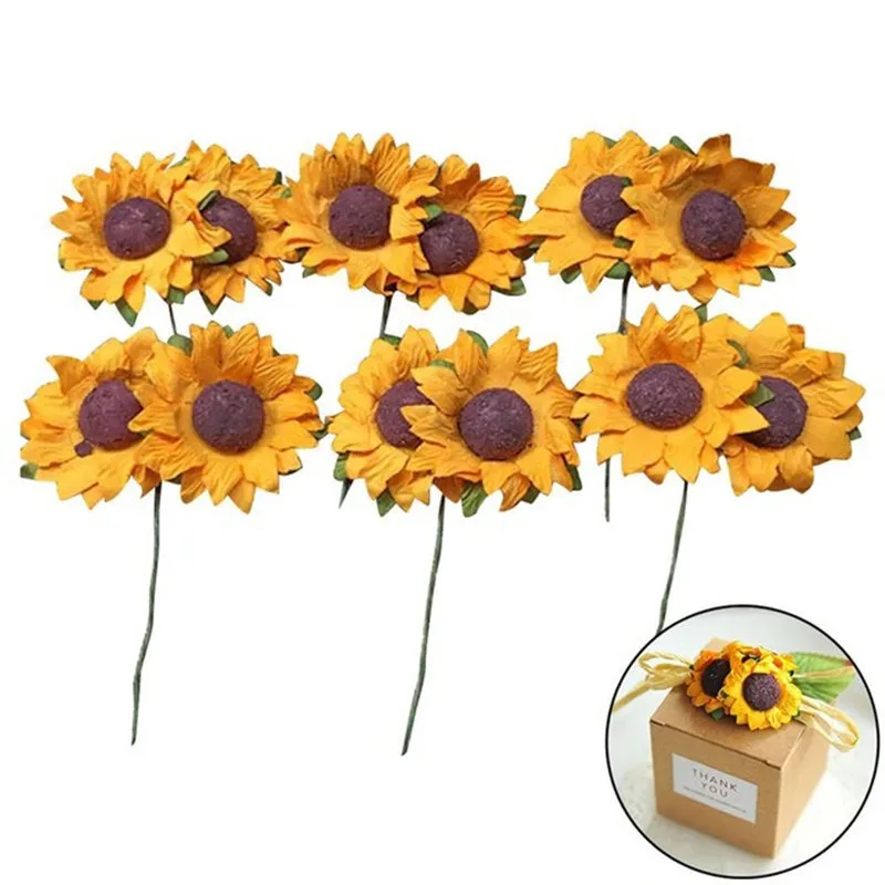 10pcs fiori di girasole artificiali per confezione regalo decorazioni  fai-da-te fiori di carta Scrapbooking Craft Mini Daisy Fashion Home  Decoration - AliExpress