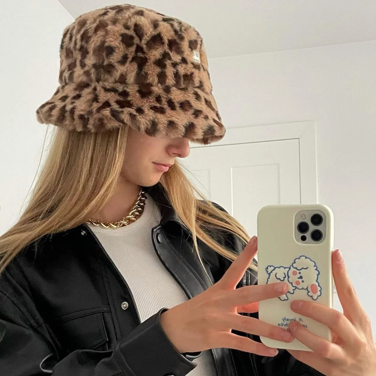 

Панама женская с леопардовым принтом, винтажная Повседневная теплая шапка в стиле унисекс, ретро, для улицы, рыбалки, Осень-зима 2022