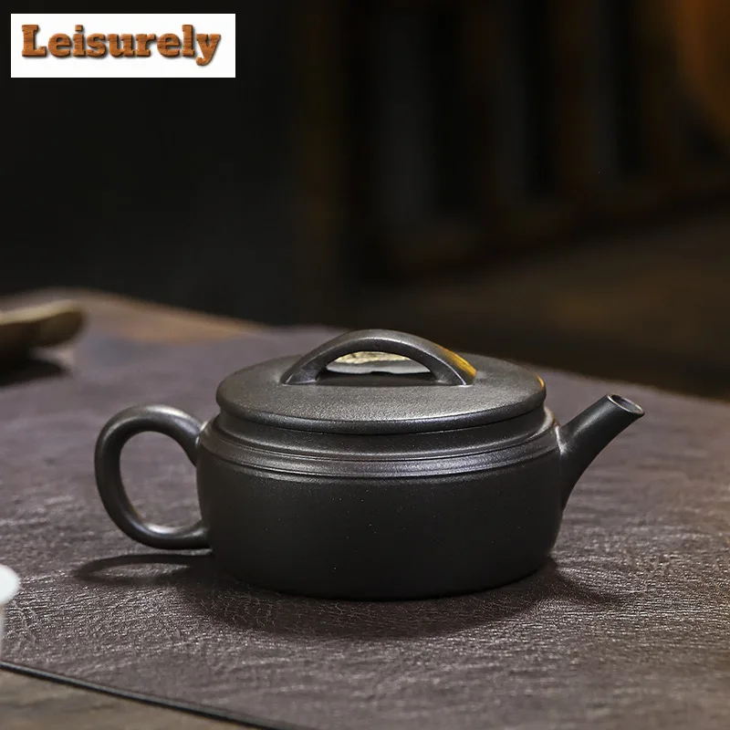 140ml Elegant Yixing Purple Clay Teapots Handmade Large Caliber Pot Raw Ore Azure Mud Kettle With Filter Zisha Tea Set Supplies