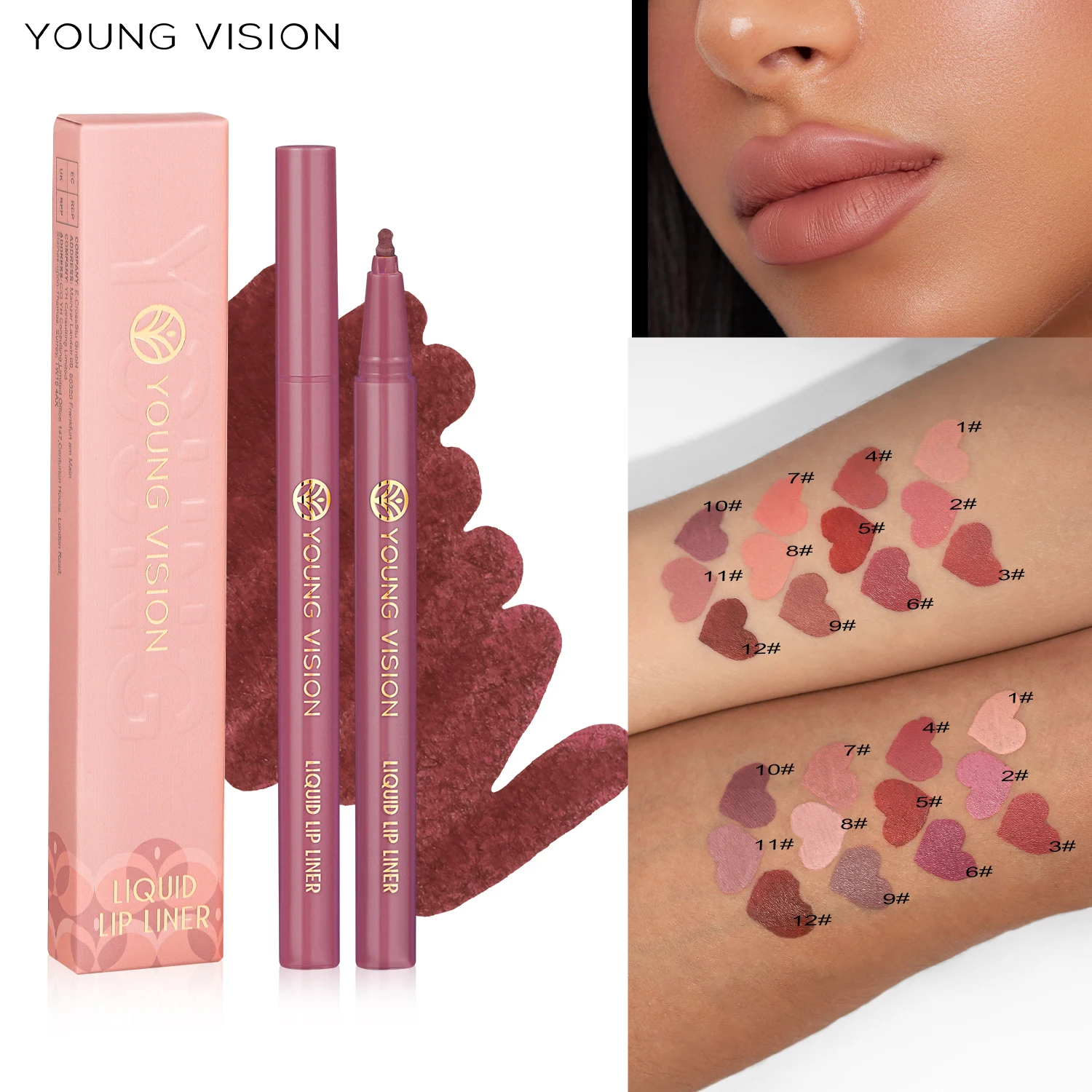 12 color matte liquid lipliner sponge gourd head fog surface bare color waterproof lip glaze red pen 4
