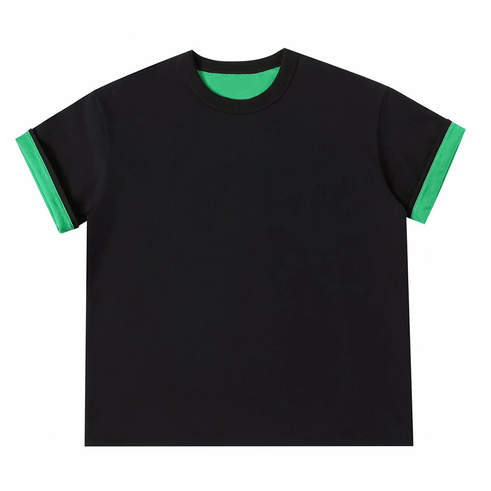 NIGO 남성용 더블 루즈 라운드 넥 반팔 티셔츠, 리버서블 반팔 티셔츠, 블랙 패션, nigo3672