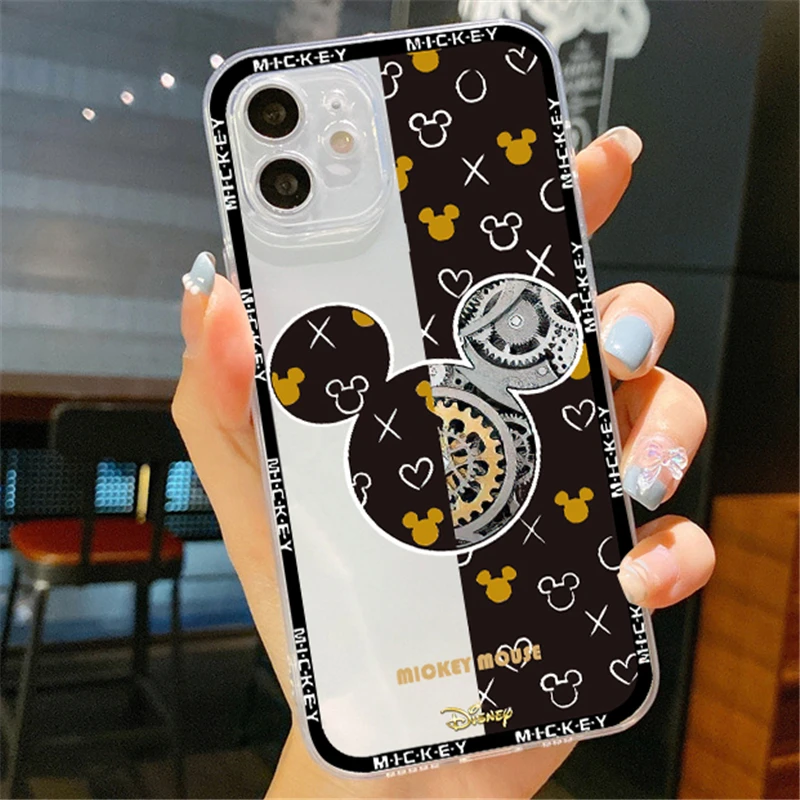 Mechanical Mickey Minnie mouse Clear Case for iPhone 13 12 11 Pro Mini X XR XS Max SE 6 6S 7 8 Plus Phone Cases Soft Cover funda case iphone 12 pro max