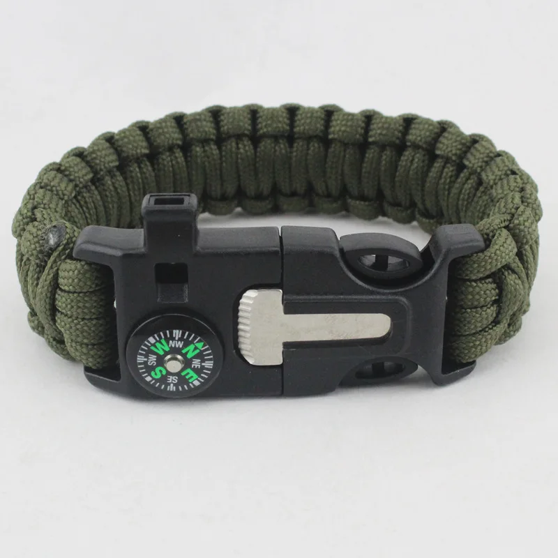Men Outdoor Survival Umbrella Rope SOS Bracelet survival whistle survival tool Camping Adventure Emergency Rescue Compass Sport Whistle Bracelets