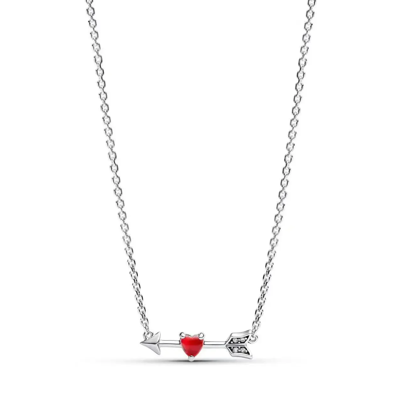 New 925 Silver Ring Colorful Zircon Heart Arrow Ring Set Earrings Necklace Sparkling DIY Women Jewelry Valentine's Day Gift
