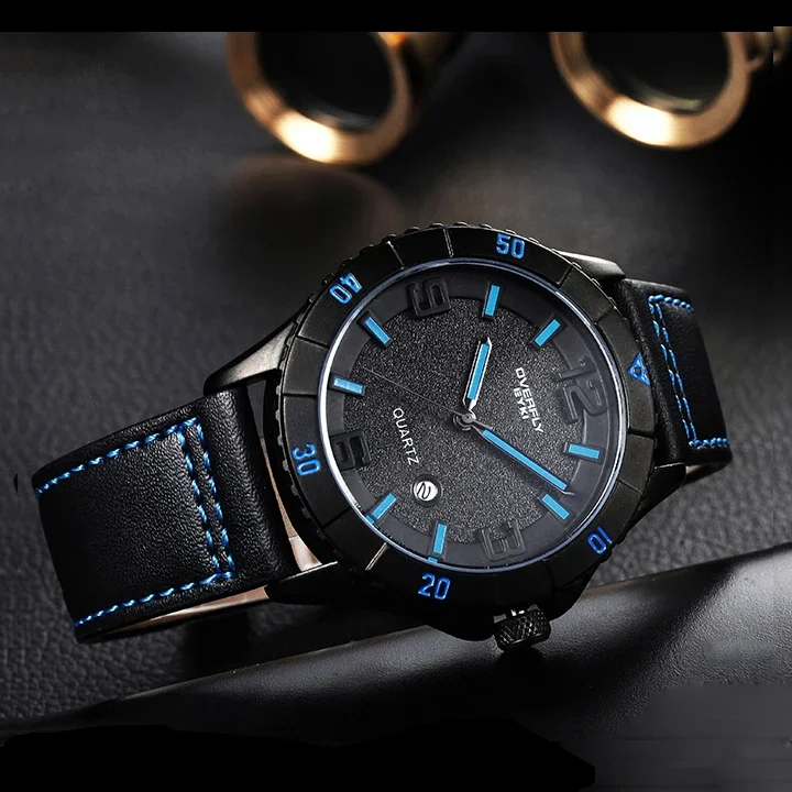 

NO.2 EYKI Brand Men's Sport Watches Japanese Movement Waterproof Leather Strap Quartz Watch Hour Date Calendar Watch
