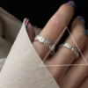 Bague Girlbible en argent sterling 925 pour femme, couple, minimaliste, faite à la main, rétro, avec pierre noire, bijoux de fête, cadeau, anti-allergie