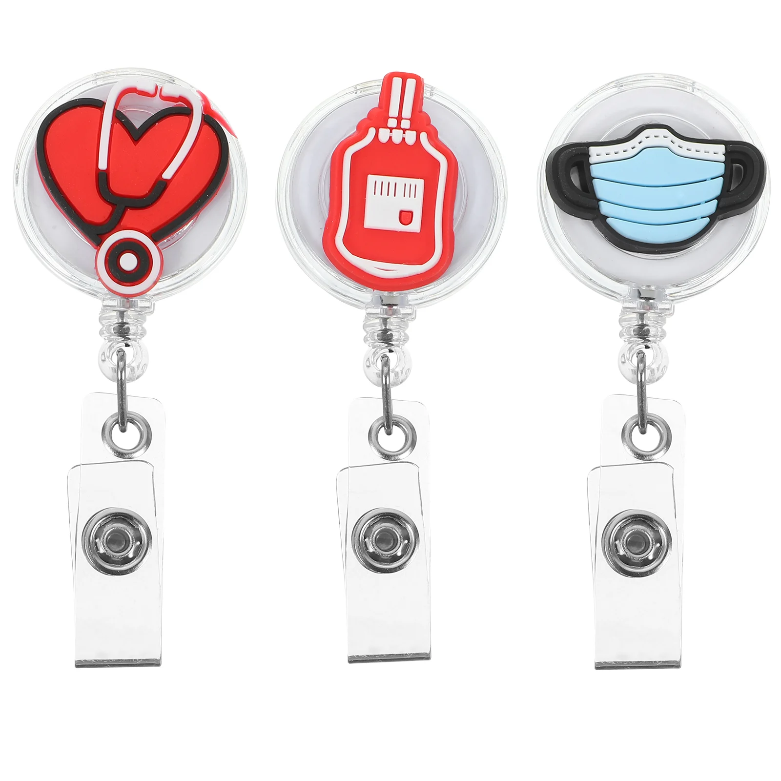 3 Pcs Portable Badge Clip Nurse Holder Tabs Multifunction Retractable Multi-function Reel Cute