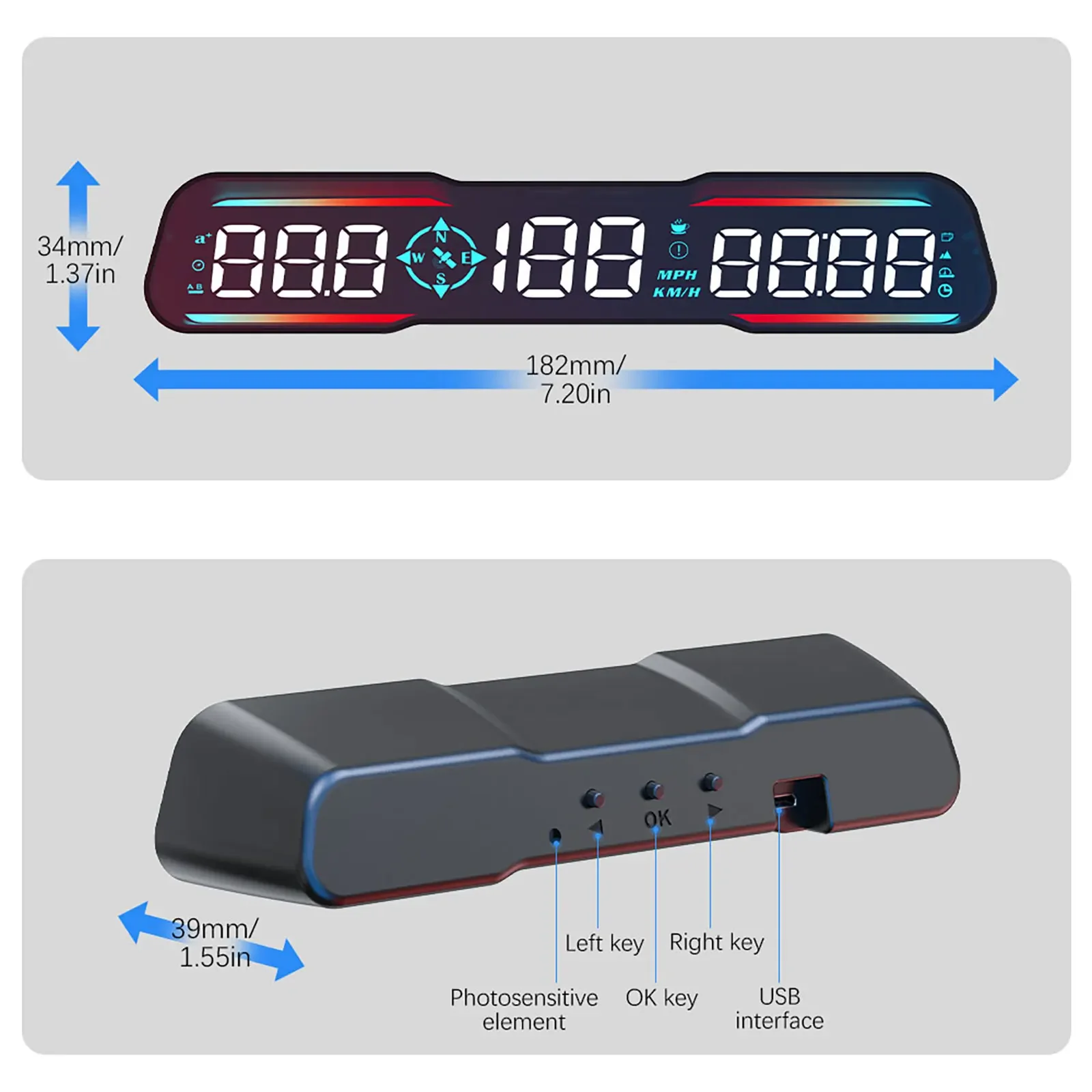 HD G19 ڵ GPS HUD  ÷ ӵ  Ÿ, KMH MPH  Ƿ  溸, ڵ ׼