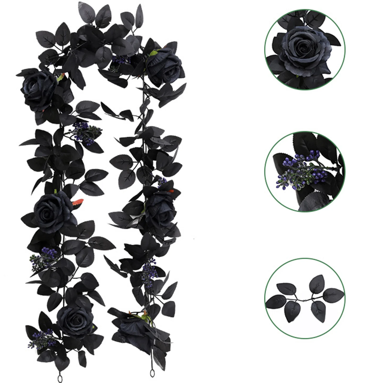 Halloween künstliche gefälschte schwarze Rose Rebe Dekor Vintage gefälschte Blumen Dekoration Herbst Home Party Indoor Outdoor Dekorationen