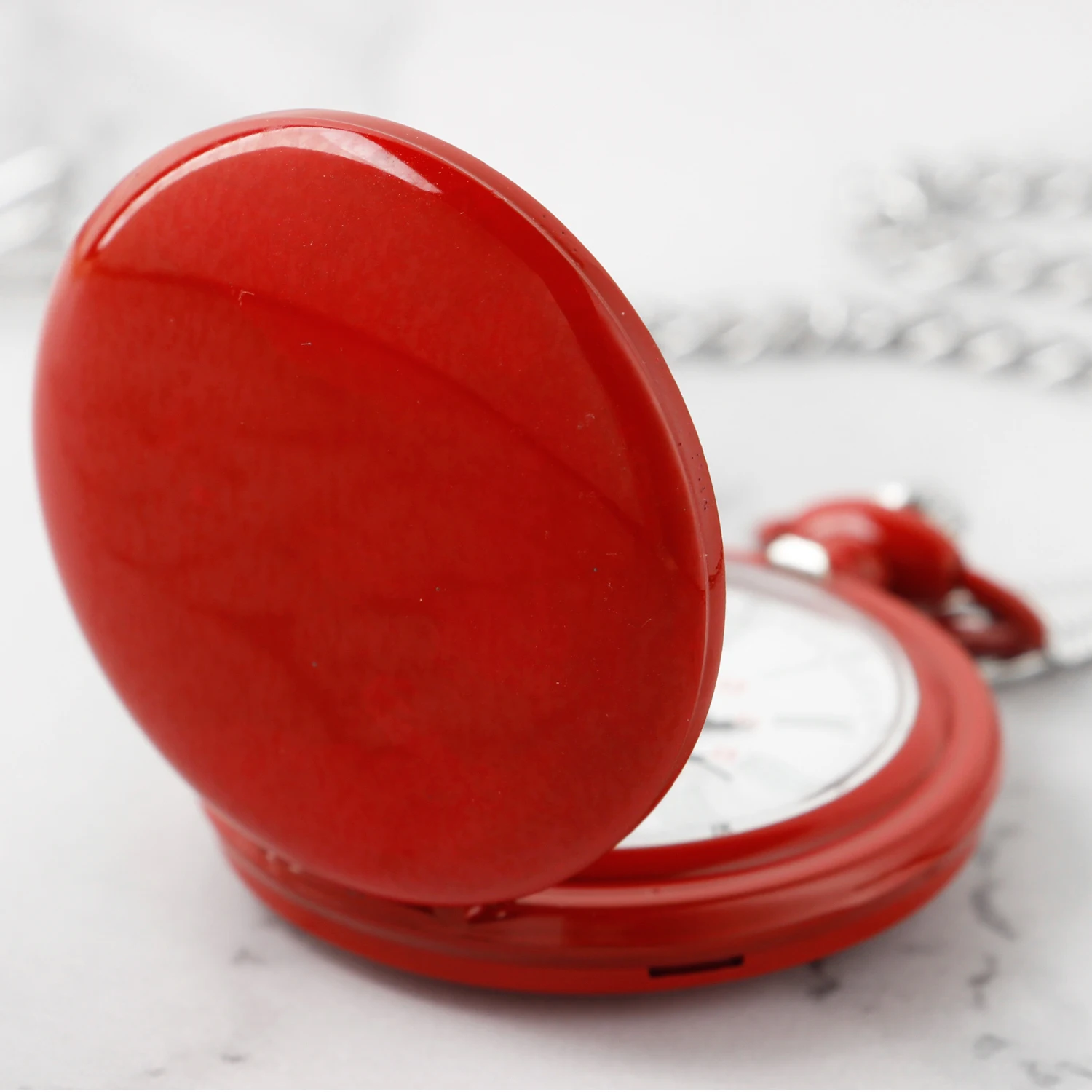 Bright Red Quartz Pocket Watch With Chain Personalised Pendant Pocket FOB Watch Best Gifts For Children Men Women