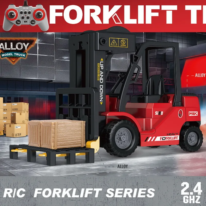 RC Trucks Construction Toy Diecast Truck Toy 2.4G 11 Channel Remote Control Forklift and Crane Combination 2in1 For Boy