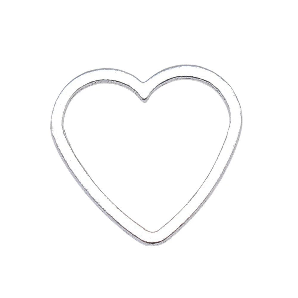 

10pcs/lot 24x25mm Hollow Heart Connector Charms For Jewelry Making Antique Silver Color 0.94x0.98inch