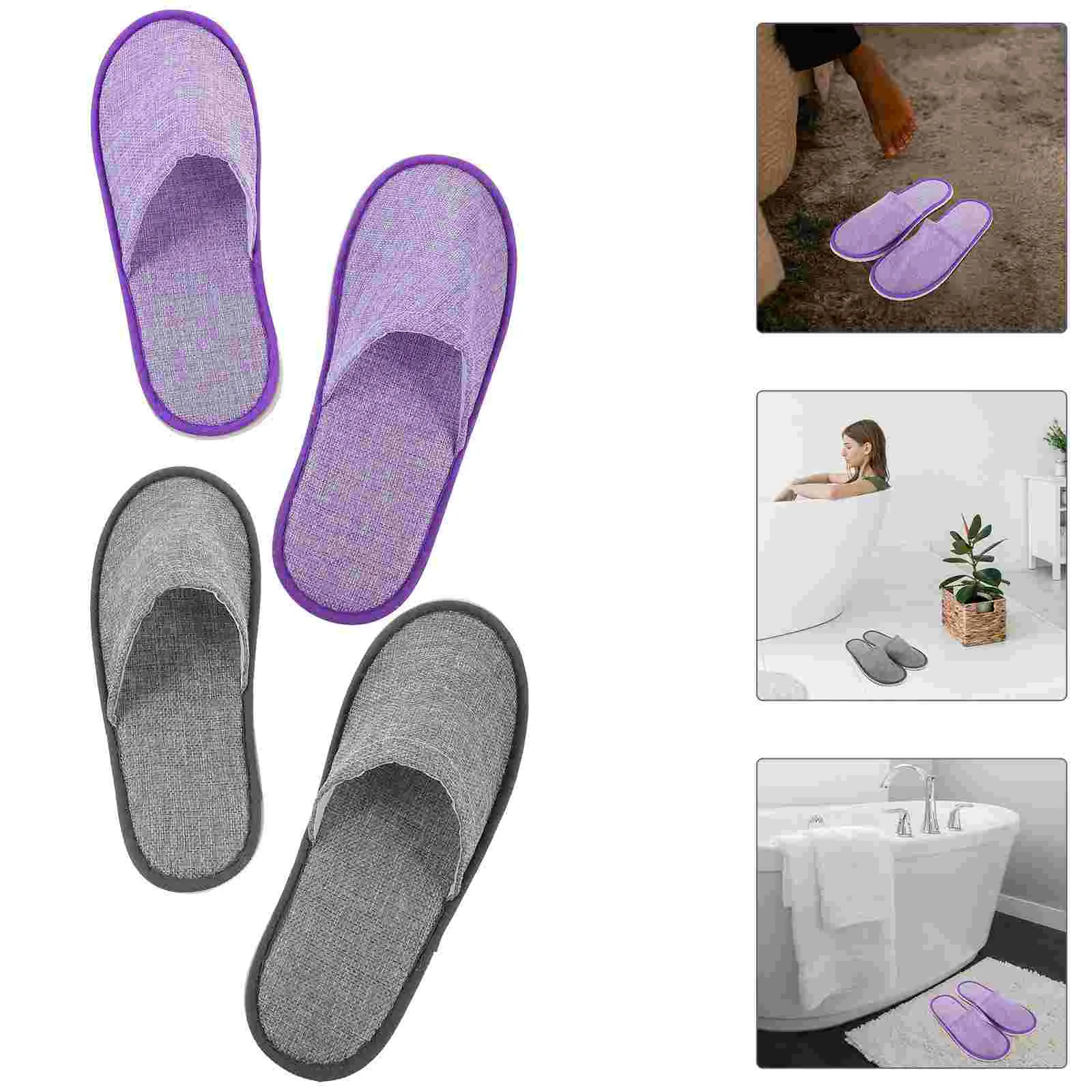 

10 Pairs Disposable Slippers Guests Bulk Home House Spa Colored Hotel Cotton Linen Travel Indoor