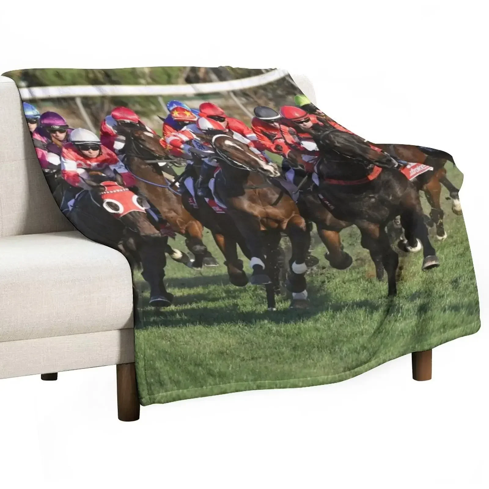 

Horse racing action 11 Throw Blanket Summer Winter beds Blankets