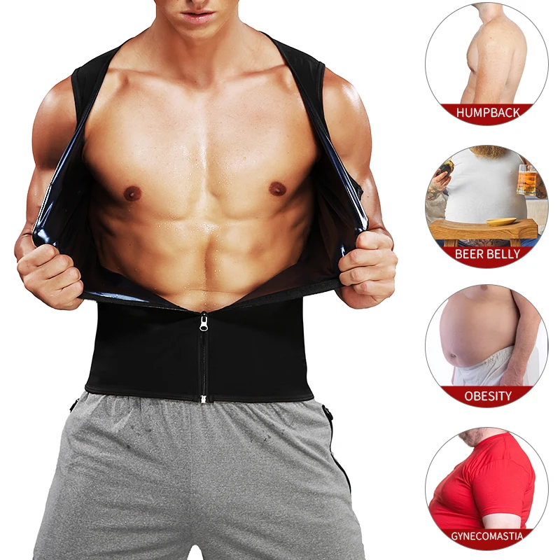 Men Waist Trainer Vest for Weight loss Hot Neoprene Corset Body Shaper COMFREE Zipper Sauna Tank Top Workout Shapers Shirt Fajas