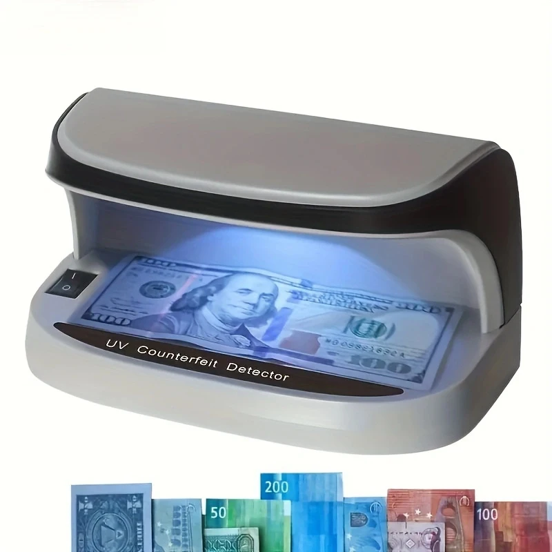 Money Counterfeit Detector with UV LED Light for All Currencies, Bills, ID Cards, Rechargeable Battery Included