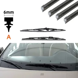 Universal Car Windshield Wiper Blade Refills - All-Season Soft Rubber Strips - 24 inch (600mm) (Type A (6mm))