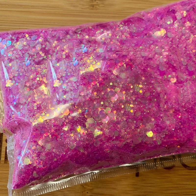 50g/Bag Iridescent Nail Art Glitter Sequins Holographic Laser Gold Colorful Mix Powder Sparkly Hexagon Chunky Glitter Flakes