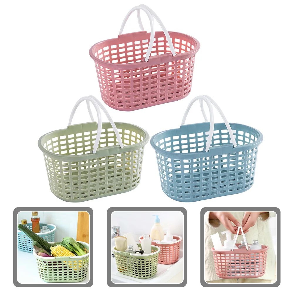 

3 Pcs Basket Kitchen Vegetable and Fruit Three-piece Set (blue Travel Dresser Small Baskets with Handles Pp Bathroom