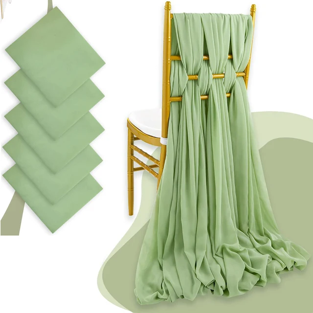 12pcs Chiffon Chair Sashes Wedding Chair Decors Chiffon 30x270cm Table Runner for Party Banquet Event Baby Shower Holiday Decor