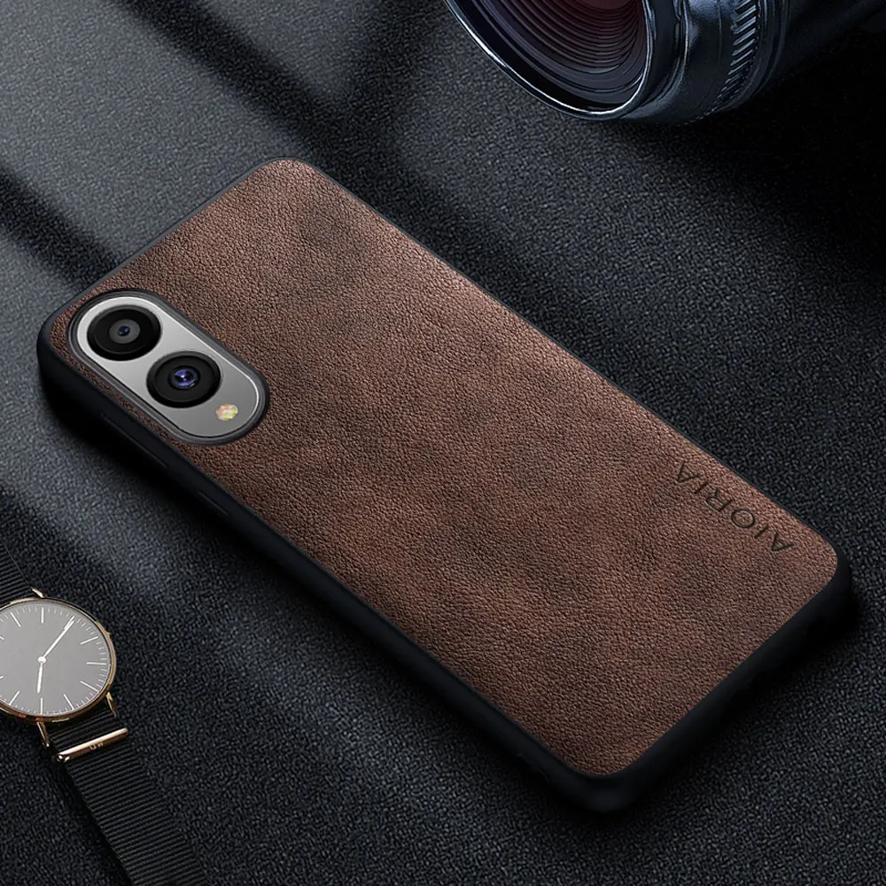 Leather Retro Business Style Solid Color Phone Case