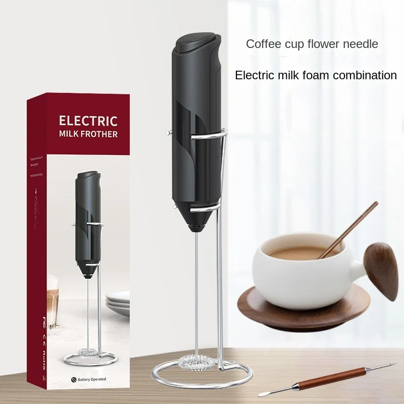 

Stainless steel wireless electric milk bubbler coffee cup drawing needle combined milk beater agitator coffee bubbler
