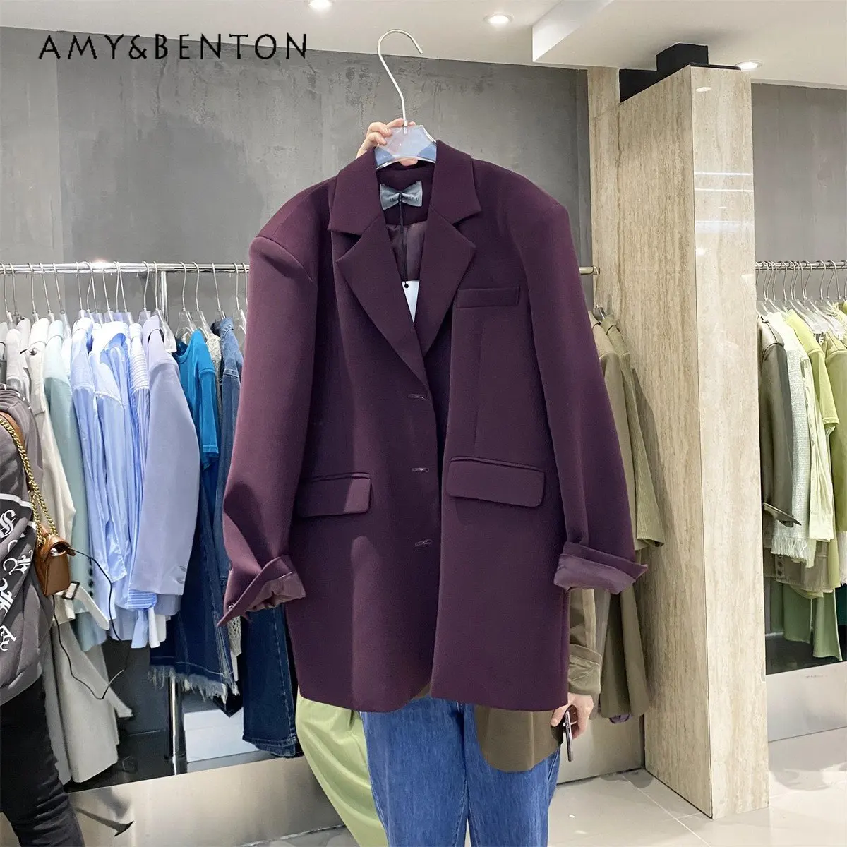 

Internet Celebrity Suit Jacket Women's 2023 Spring Korean Style Fashion Casual High-End Loose Casual Long Sleeve Suit Coat