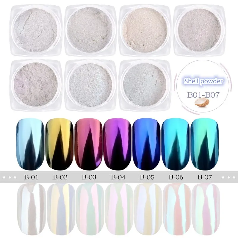 Pearl Shell Chameleon Mirror Nail Powder Glitters Pigment Dust Manicure Decoration 1g/Box