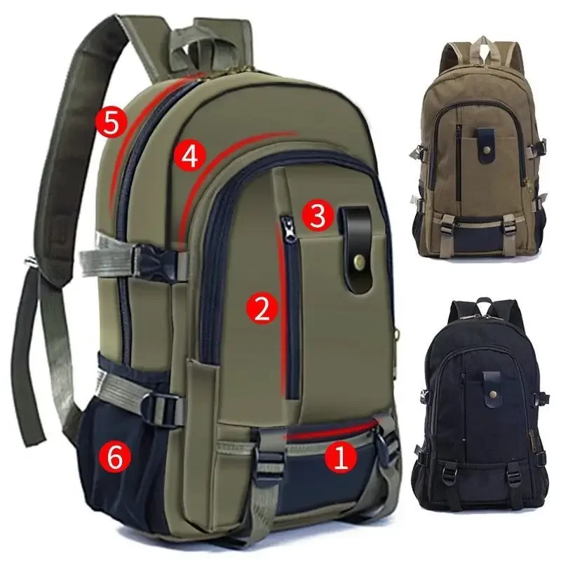 2025 New Mountaineering Bag Backpack for Men Canvas Large Capacity High School Backpacks Outdoor Travel Camping Bag Computer Bag