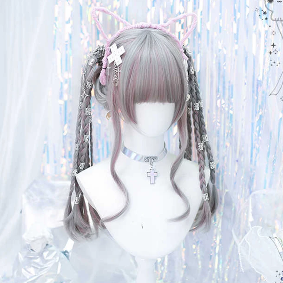 Synthetic White Curly Cosplay Wig for Women