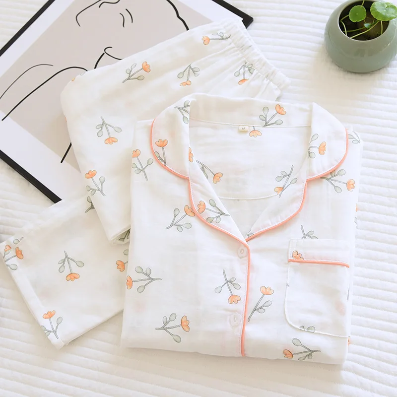 Cartoon Dumbo Printed Pajamas Set for Spring and Autumn Ladies Long-sleeve Cardigan Trouser Pajamas Suit Cute Sweet Home Clothes ladies pajama Pajama Sets