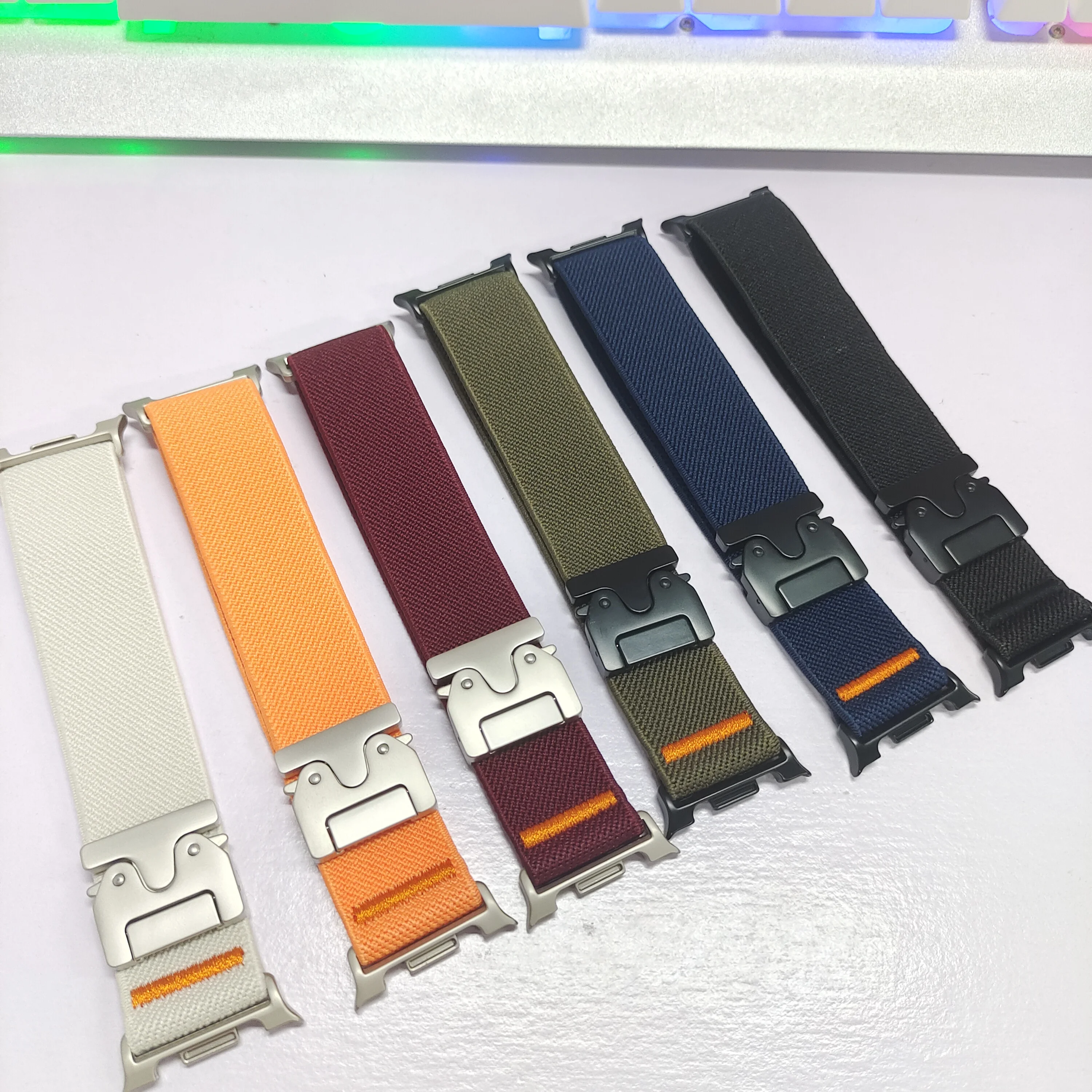 Fallschirmgurt für Samsung Galaxy Watch 8 9 40 mm 44 mm Stretch-Nylon-Armband für Galaxy Watch 8 Classic 46 mm – Detail 2