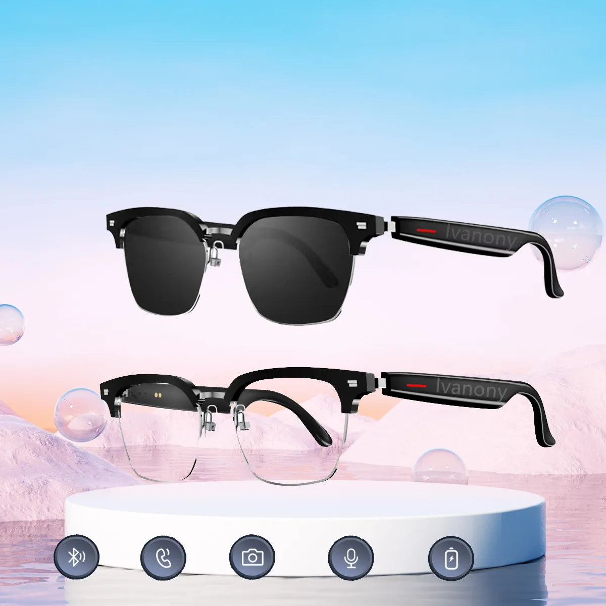 Smart Glasses AI Translator Wireless Bluetooth Call 100+ Language Rreal Time Translate Voice Assistant Smartglasses for Man Girl
