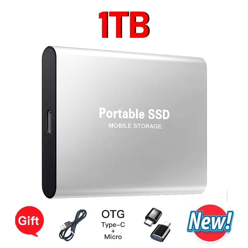 محرك الأقراص الصلبة الخارجي 2 تيرا بايت SSD محمول 4 تيرا بايت محرك الأقراص الصلبة الخارجي USB 3.1/Type-C قرص صلب تخزين عالي السرعة للكمبيوتر/Mac/الهاتف